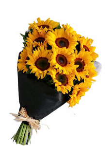 Sunflowers in black paper wrap